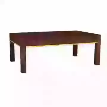 Lattice Design Dark Mango Wood Coffee Table with Gold Framing